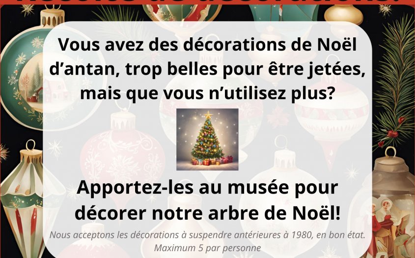 Venez décorer notre arbre de Noël!